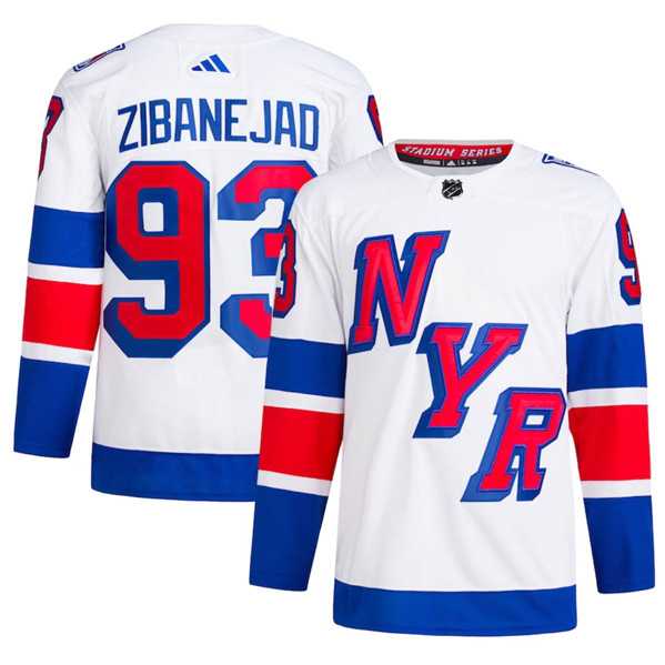 Men%27s New York Rangers #93 Mika Zibanejad White 2024 Stadium Series Stitched Jersey Dzhi